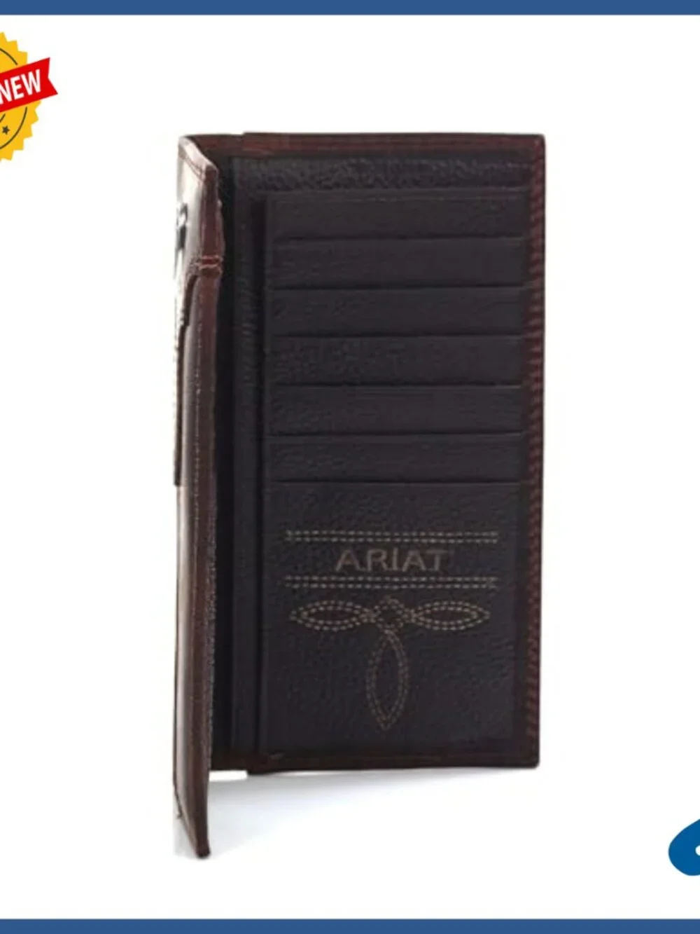 Genuine Leather Western Wallet with Rodeo Style and Multiple Compartments